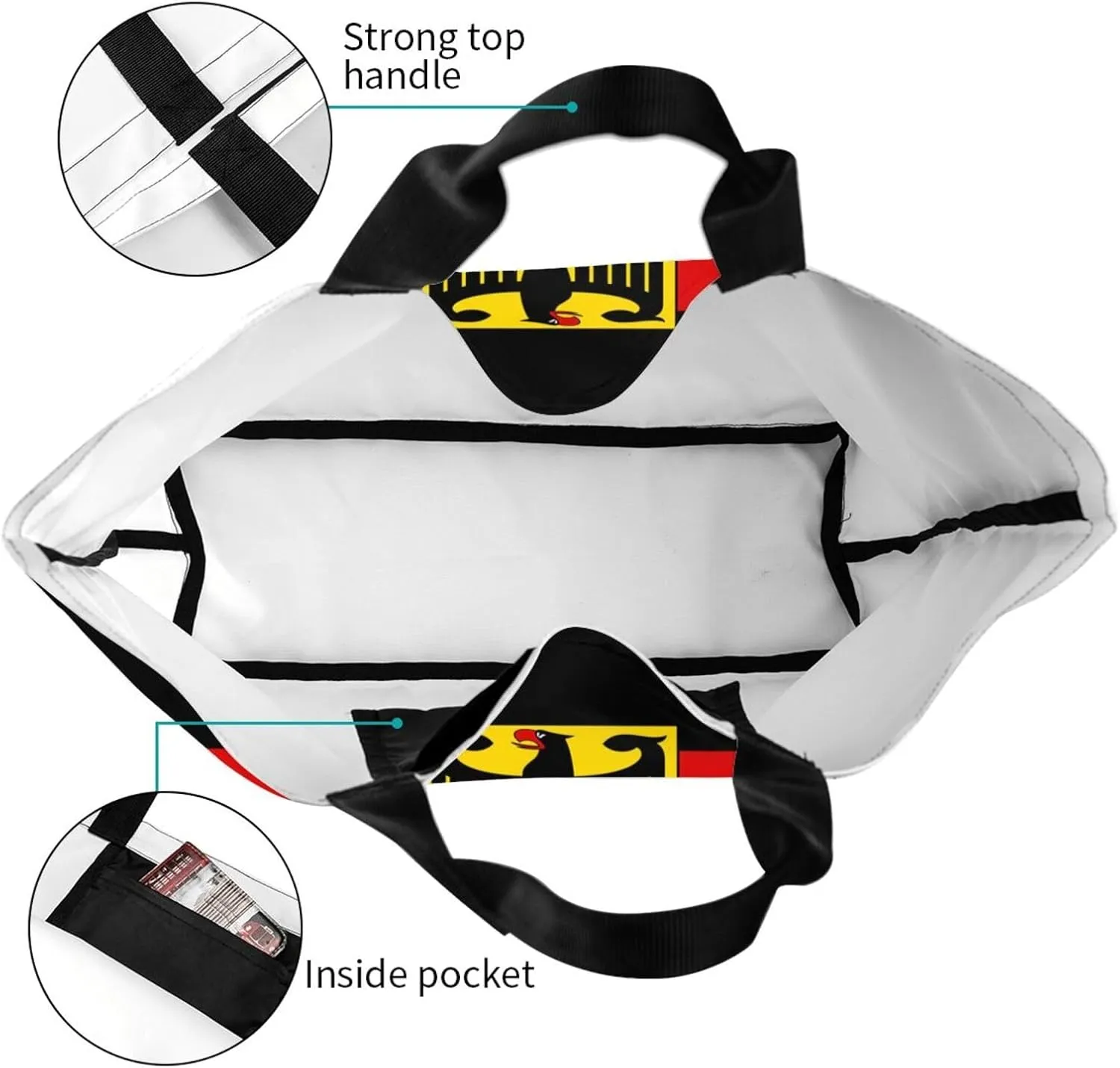 Cute Flag Large Tote Bag For Women Men Reusable Grocery Bag Shopping Shoulder Bag For Travel Work Beach Gym