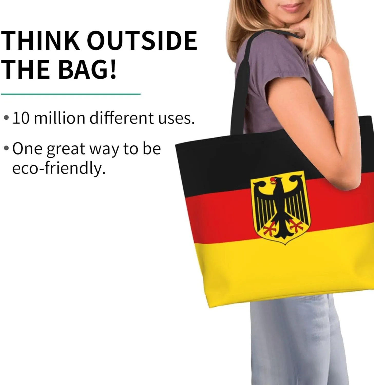 Cute Flag Large Tote Bag For Women Men Reusable Grocery Bag Shopping Shoulder Bag For Travel Work Beach Gym