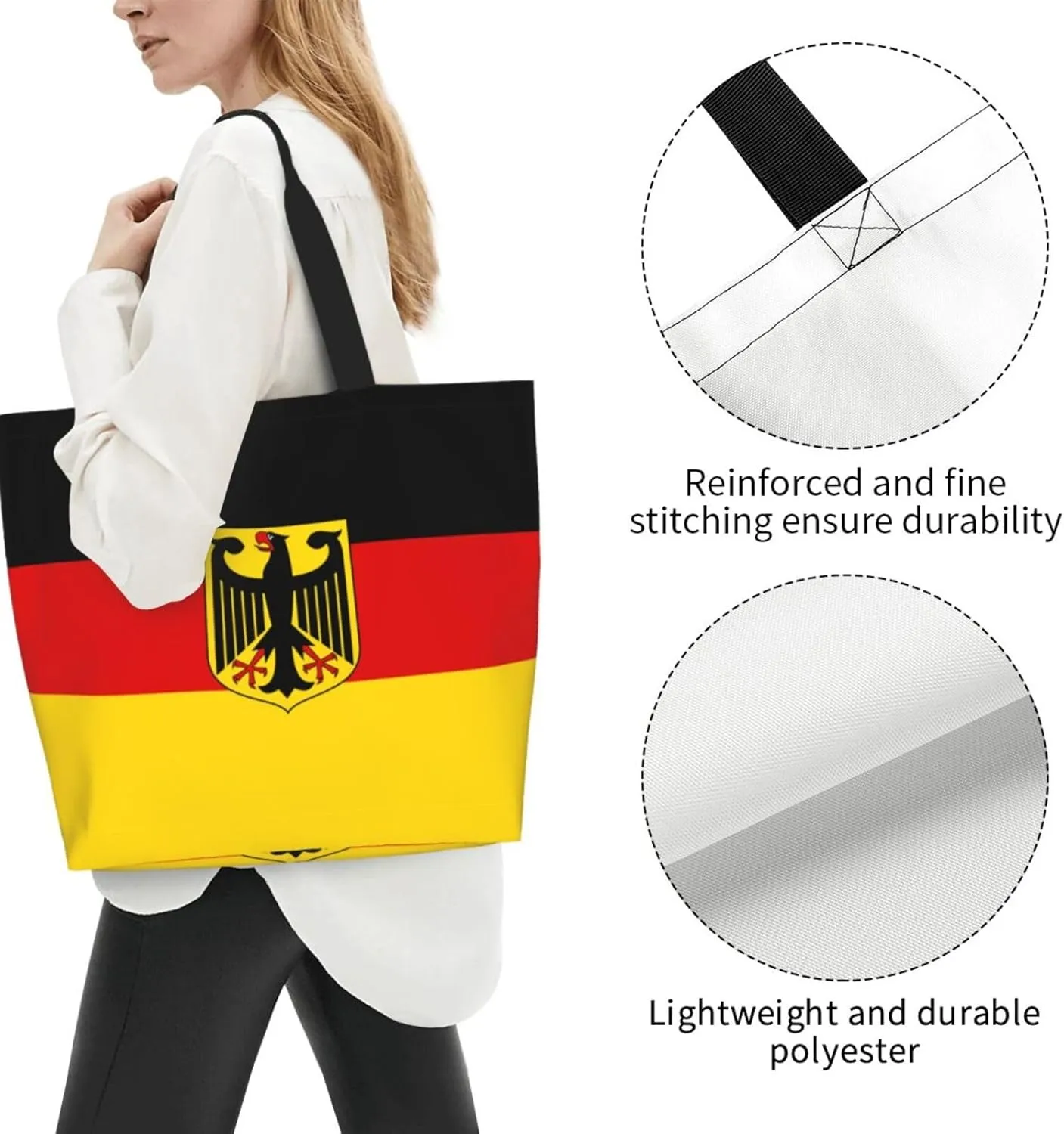 Cute Flag Large Tote Bag For Women Men Reusable Grocery Bag Shopping Shoulder Bag For Travel Work Beach Gym