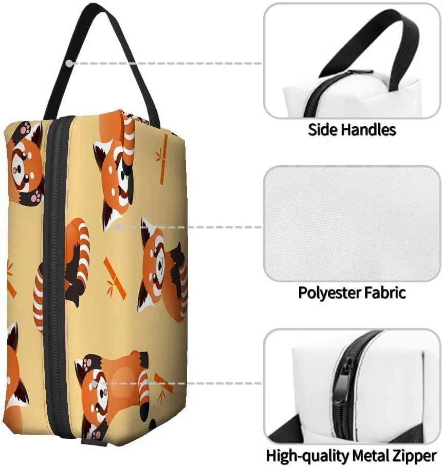 Cute Red Panda and Bamboo Small Makeup Bag for Purse Cute Animal Pattern Travel Cosmetic Bag Makeup Pouch Portable Versatile Zipper Pouch for Women