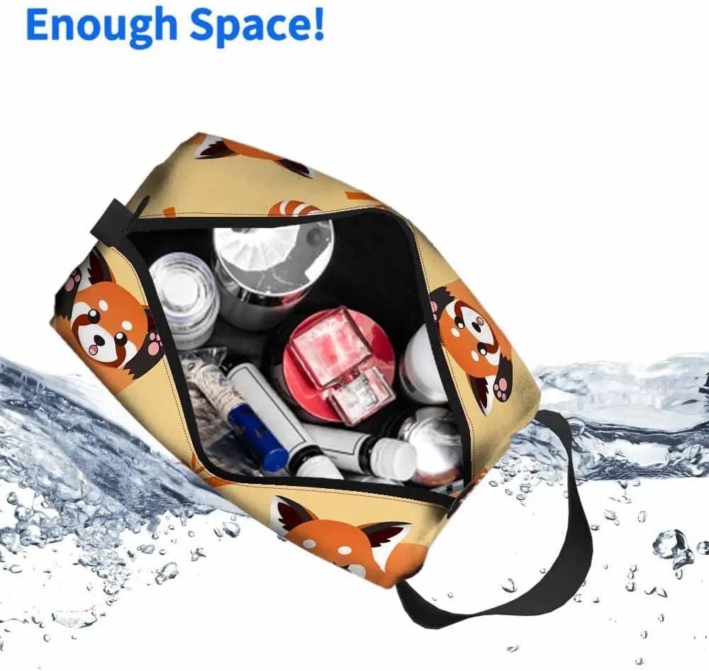 Cute Red Panda and Bamboo Small Makeup Bag for Purse Cute Animal Pattern Travel Cosmetic Bag Makeup Pouch Portable Versatile Zipper Pouch for Women