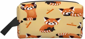 Cute Red Panda and Bamboo Small Makeup Bag for Purse Cute Animal Pattern Travel Cosmetic Bag Makeup Pouch Portable Versatile Zipper Pouch for Women