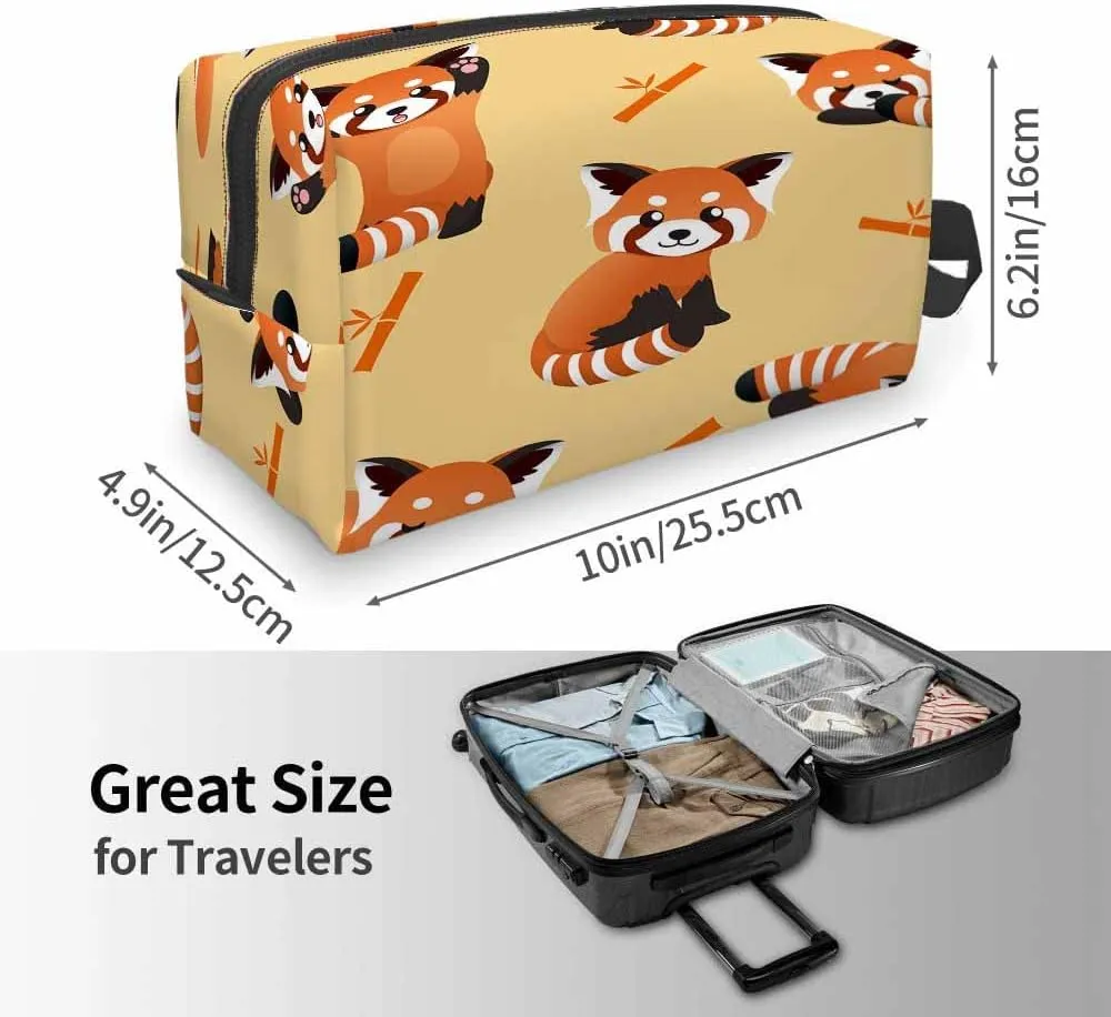 Cute Red Panda and Bamboo Small Makeup Bag for Purse Cute Animal Pattern Travel Cosmetic Bag Makeup Pouch Portable Versatile Zipper Pouch for Women