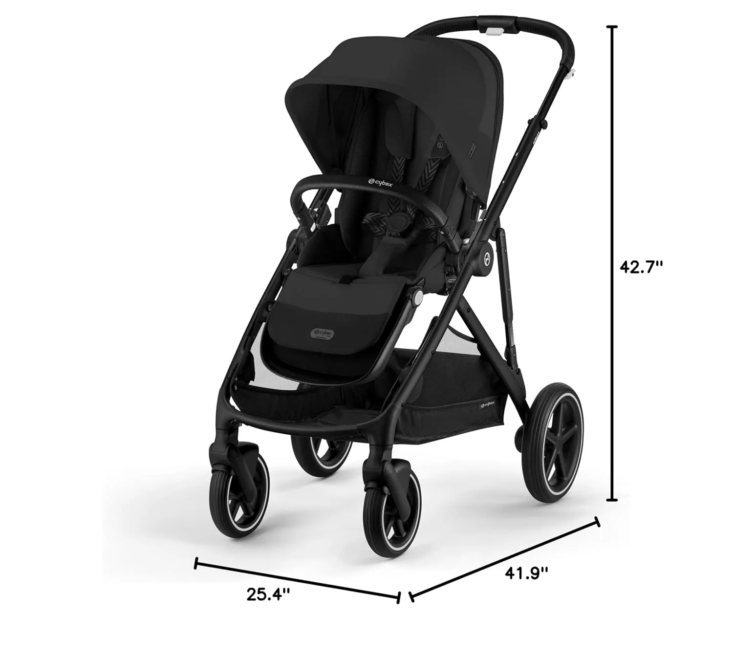 Cybex Gazelle S All-in-One Toddler and Baby Stroller with Over 20 Modular Configurations, Ergonomic Near-Flat Recline, Shopper Basket, and Compact Fold,Moon Black, Black Frame