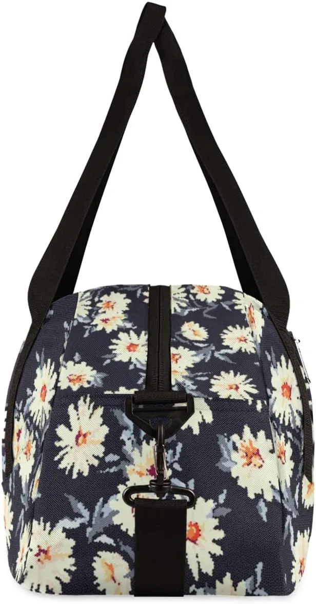 Daisy Flower Print Personalized Kids Duffel Bag for Girls Boys, Daisy Debris Custom Dance Bag Overnight Small Duffel Bag Carry On Weekend Sports Travel Bag for School Practice Gymnastics Ballet