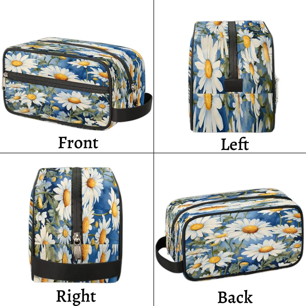 Daisy Flower Travel Toiletry Bag for Women Men Waterproof Cosmetic Makeup Bag Shaving Bag Storage Bags with Handle for Toiletries and Shaving Accessories