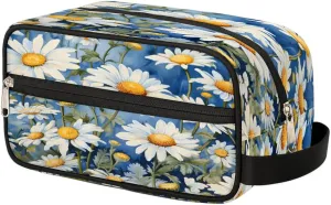Daisy Flower Travel Toiletry Bag for Women Men Waterproof Cosmetic Makeup Bag Shaving Bag Storage Bags with Handle for Toiletries and Shaving Accessories