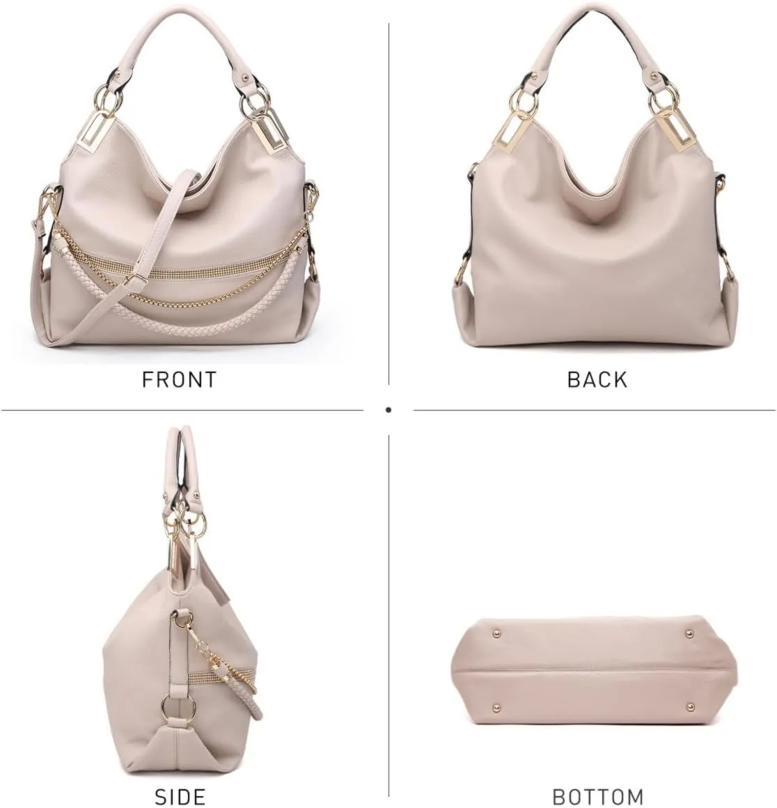 Dasein Purses for Women Vegan Leather Handbags Rhinestones Hobo Bags Tote Purse Shoulder Bag Ladies Handbag