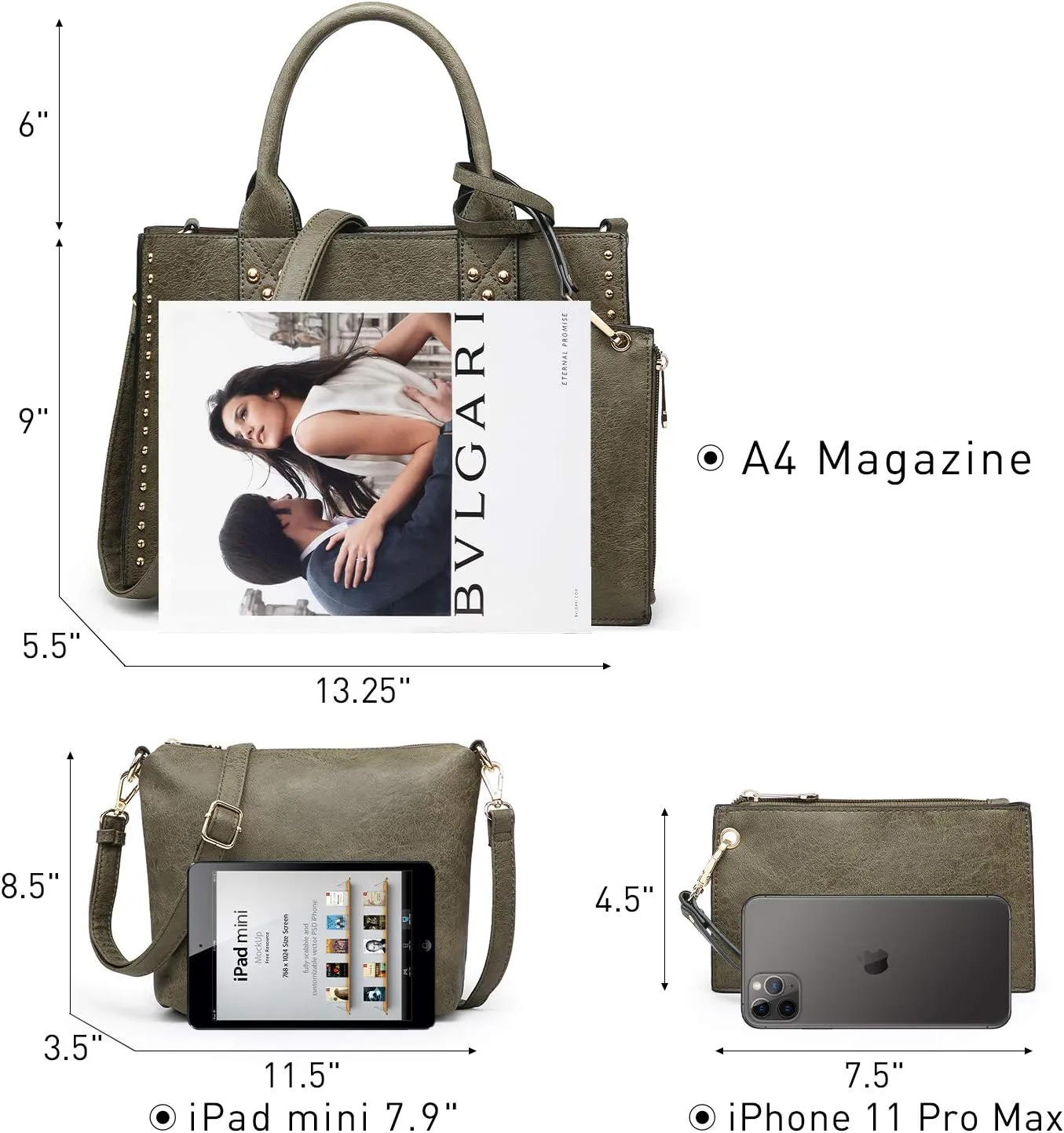 Dasein Purses Handbags for Women Tote Wallet Set Top Handle Satchel Shoulder Hobo Bag 3pcs