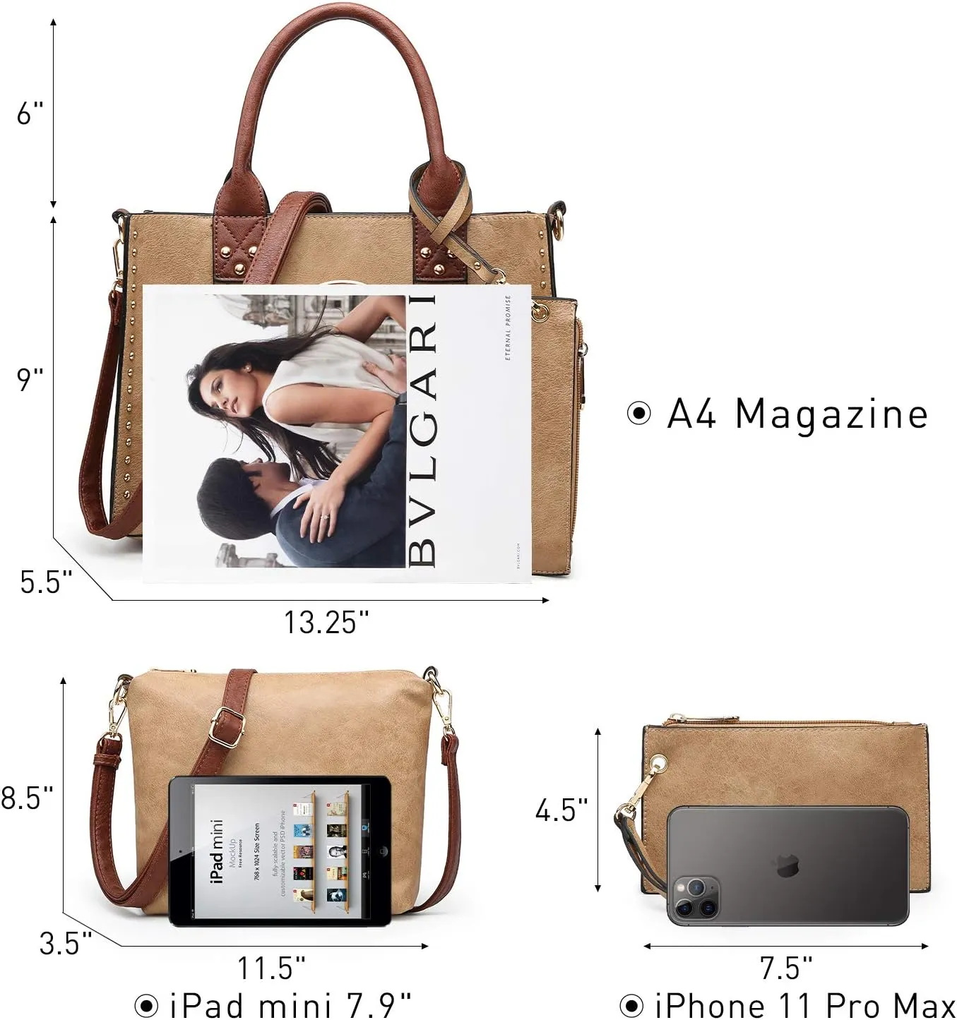 Dasein Purses Handbags for Women Tote Wallet Set Top Handle Satchel Shoulder Hobo Bag 3pcs