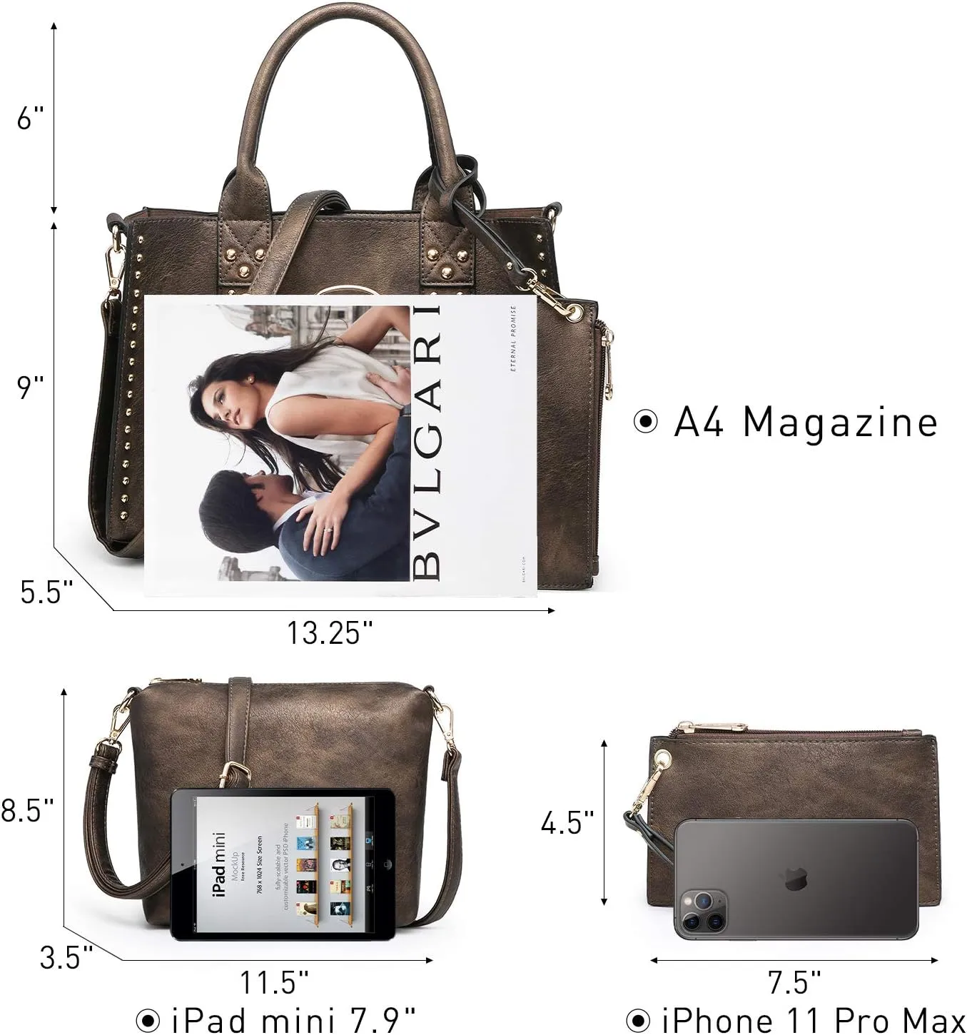 Dasein Purses Handbags for Women Tote Wallet Set Top Handle Satchel Shoulder Hobo Bag 3pcs