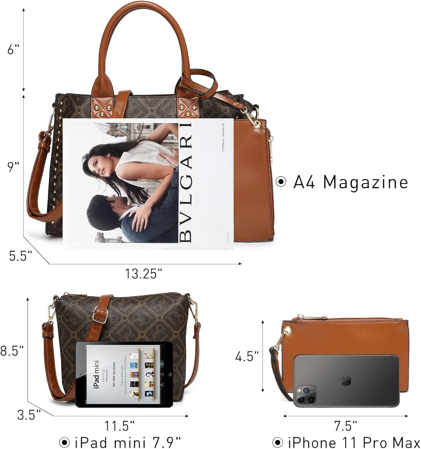 Dasein Purses Handbags for Women Tote Wallet Set Top Handle Satchel Shoulder Hobo Bag 3pcs