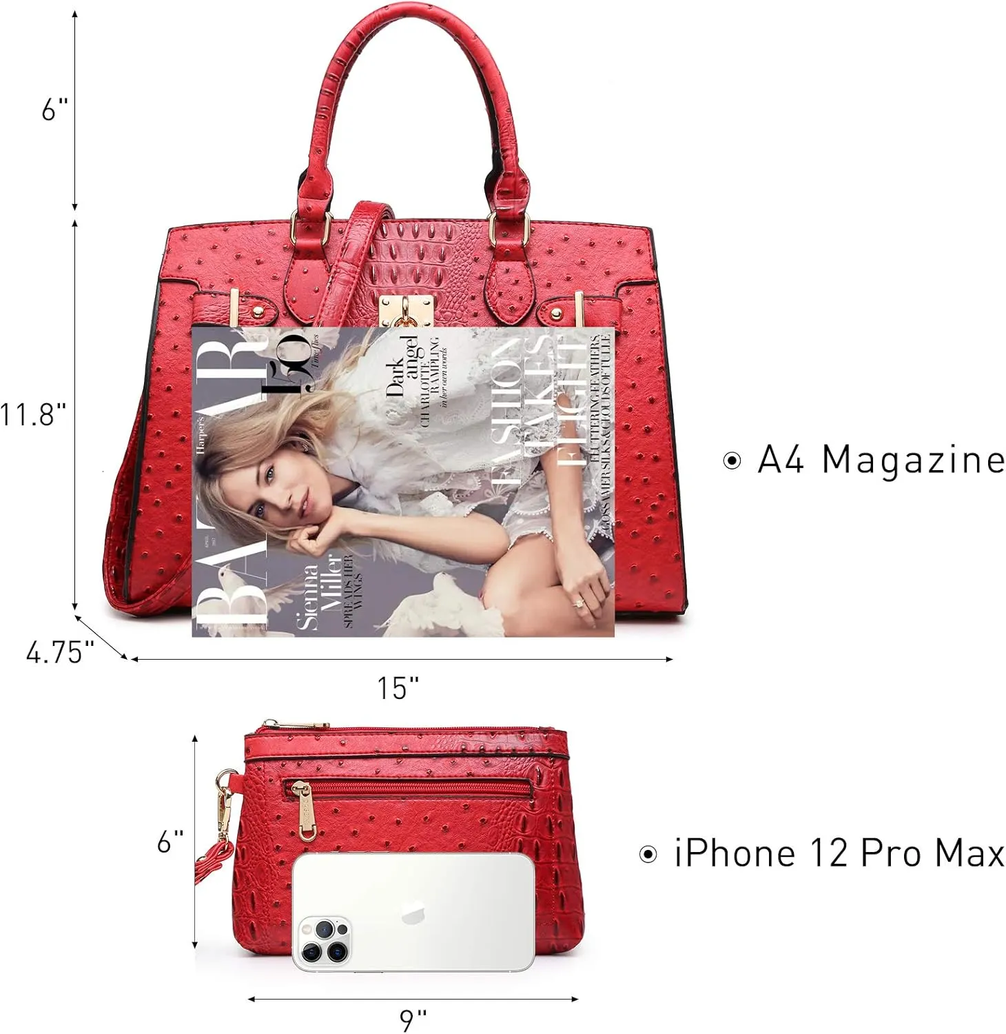 Dasein Women Handbags and Purses Ladies Shoulder Bag Top Handle Satchel Tote Work Bag with Matching Clutch