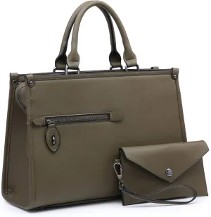 Dasein Women Purses Satchel Handbags Top Handle Bags Work Tote Shoulder Bag With Long Strap Matching Wallet