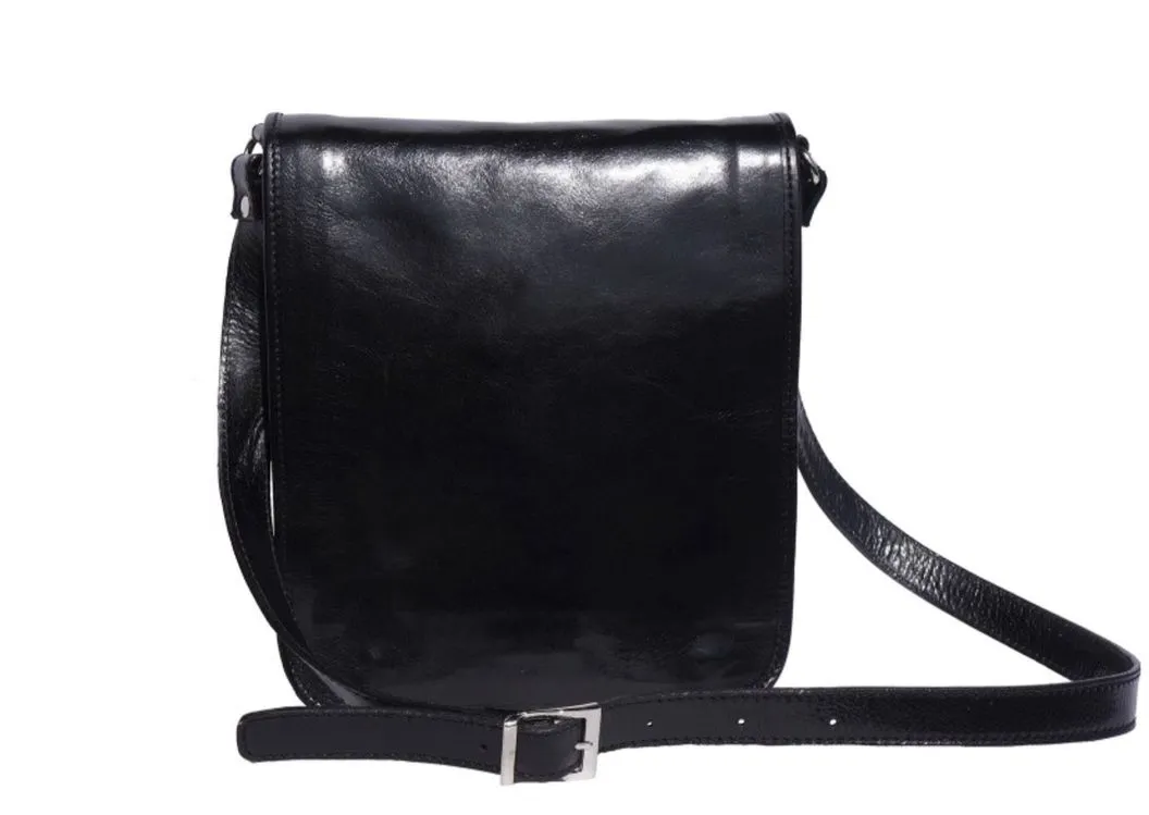 Delamore Mid Town Black Leather Shoulder Bag