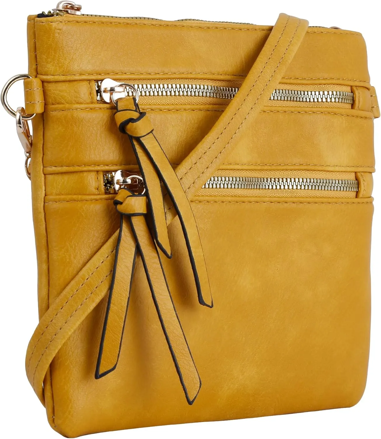 DELUXITY Essential Casual Functional Multi Pocket Double Zipper Crossbody Purse Bag Shoulder Bag for Women