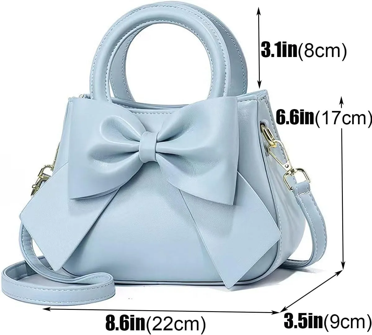 Designer Small Handbags for Women with Top Carry Handle and Cute Bow Knot,Leather Purses and Over-Shoulder Strap