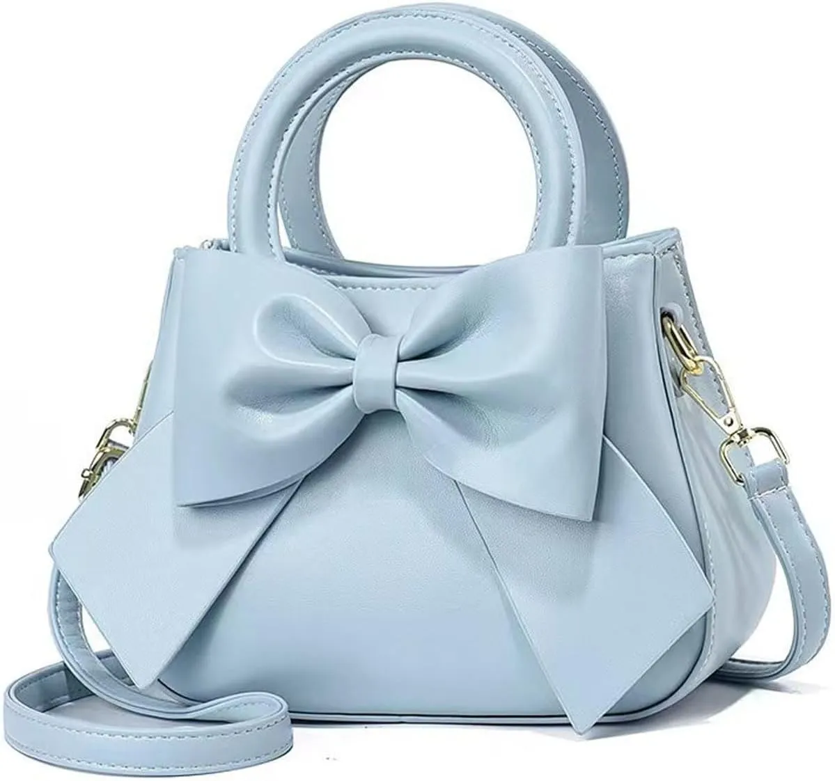 Designer Small Handbags for Women with Top Carry Handle and Cute Bow Knot,Leather Purses and Over-Shoulder Strap