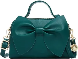 Designer Small Handbags for Women with Top Carry Handle and Cute Bow Knot,Leather Purses and Over-Shoulder Strap