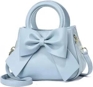 Designer Small Handbags for Women with Top Carry Handle and Cute Bow Knot,Leather Purses and Over-Shoulder Strap