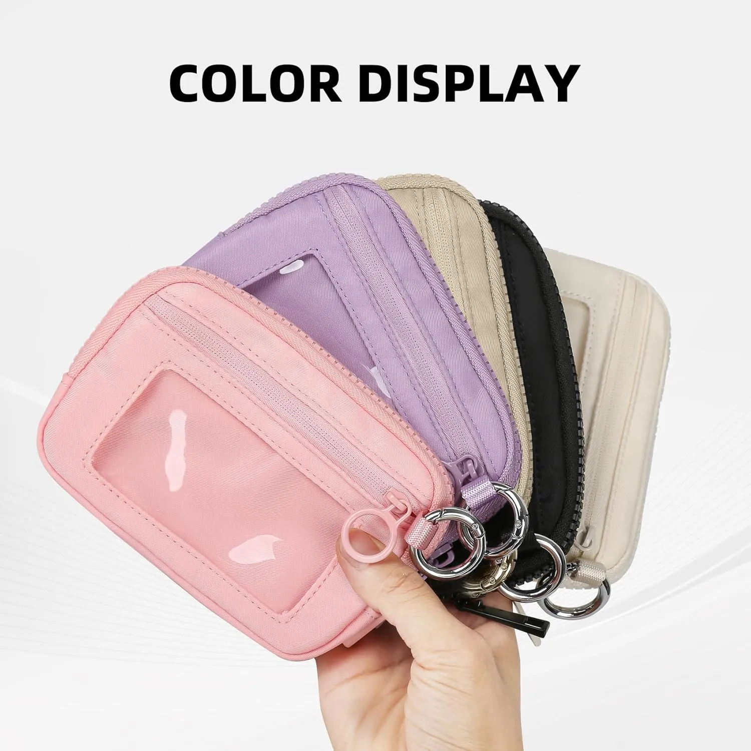 Didida The Iris Wallet Zip Card Case with ID Window Purses for Women Coin Purse with Zipper Mini Portable Keychain Wallet, Olive Green