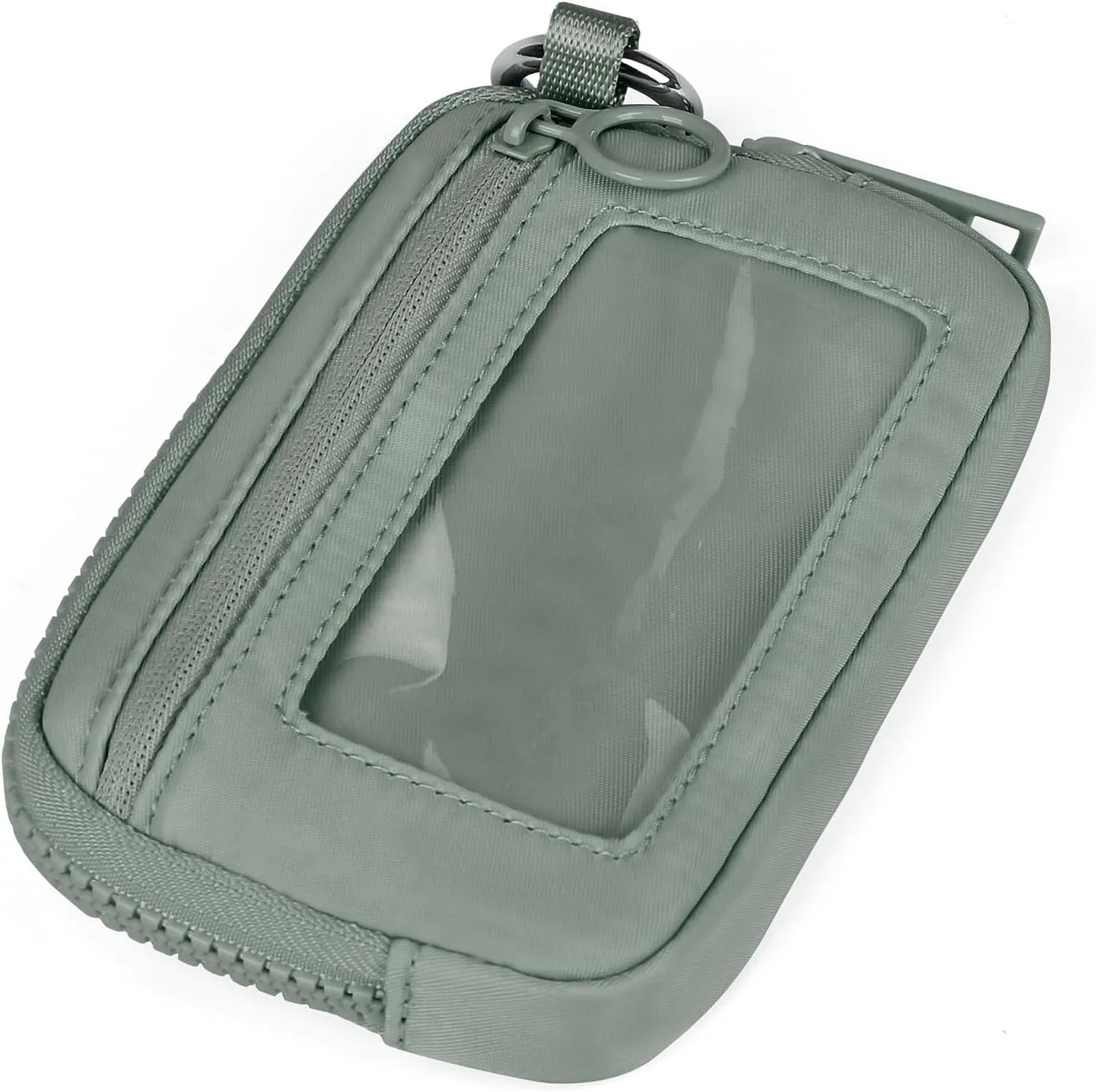 Didida The Iris Wallet Zip Card Case with ID Window Purses for Women Coin Purse with Zipper Mini Portable Keychain Wallet, Olive Green