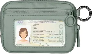 Didida The Iris Wallet Zip Card Case with ID Window Purses for Women Coin Purse with Zipper Mini Portable Keychain Wallet, Olive Green
