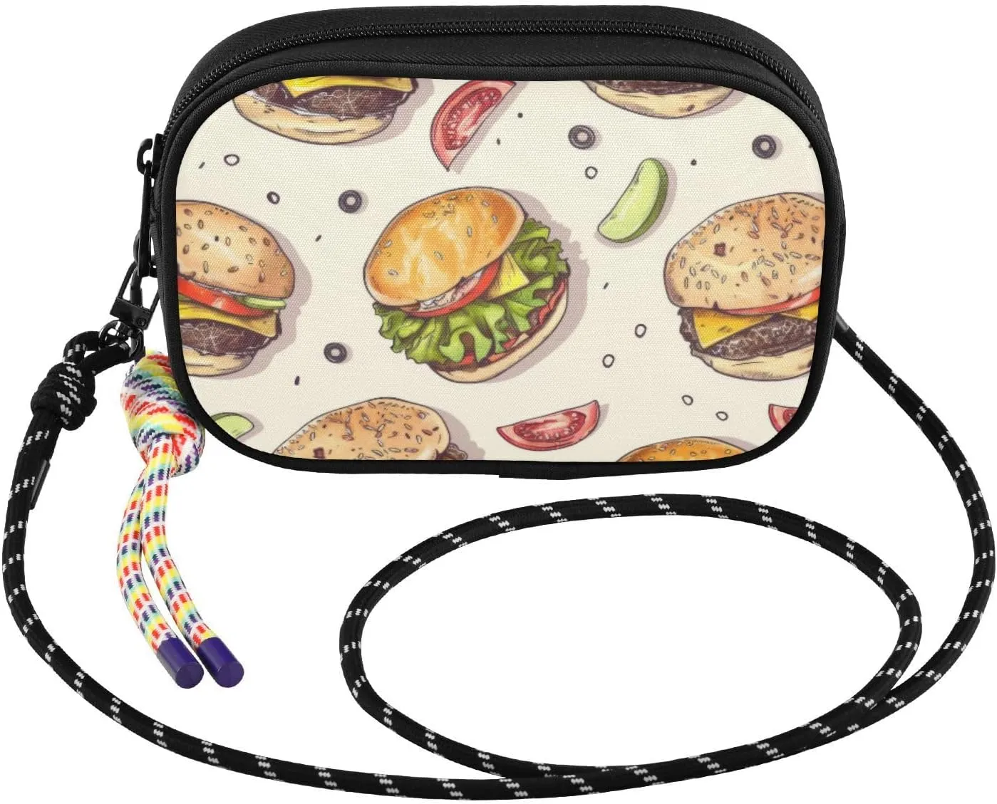 Different Burger Crossbody Bags for Women Cell Phone Purses Women's Shoulder Handbag Wallet Purse with Rope Pendant