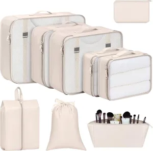 DIMJ Packing Cubes for Travel, 9 Pcs Travel Cubes Set Foldable Suitcase Organizer Lightweight Luggage Storage Bag