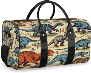 Dinosaur Cartoon Dino Travel Bag for Men Women, Gym Duffle Bags for Travel, Carry On Luggage Bag, Weekender Overnight Workout Bags