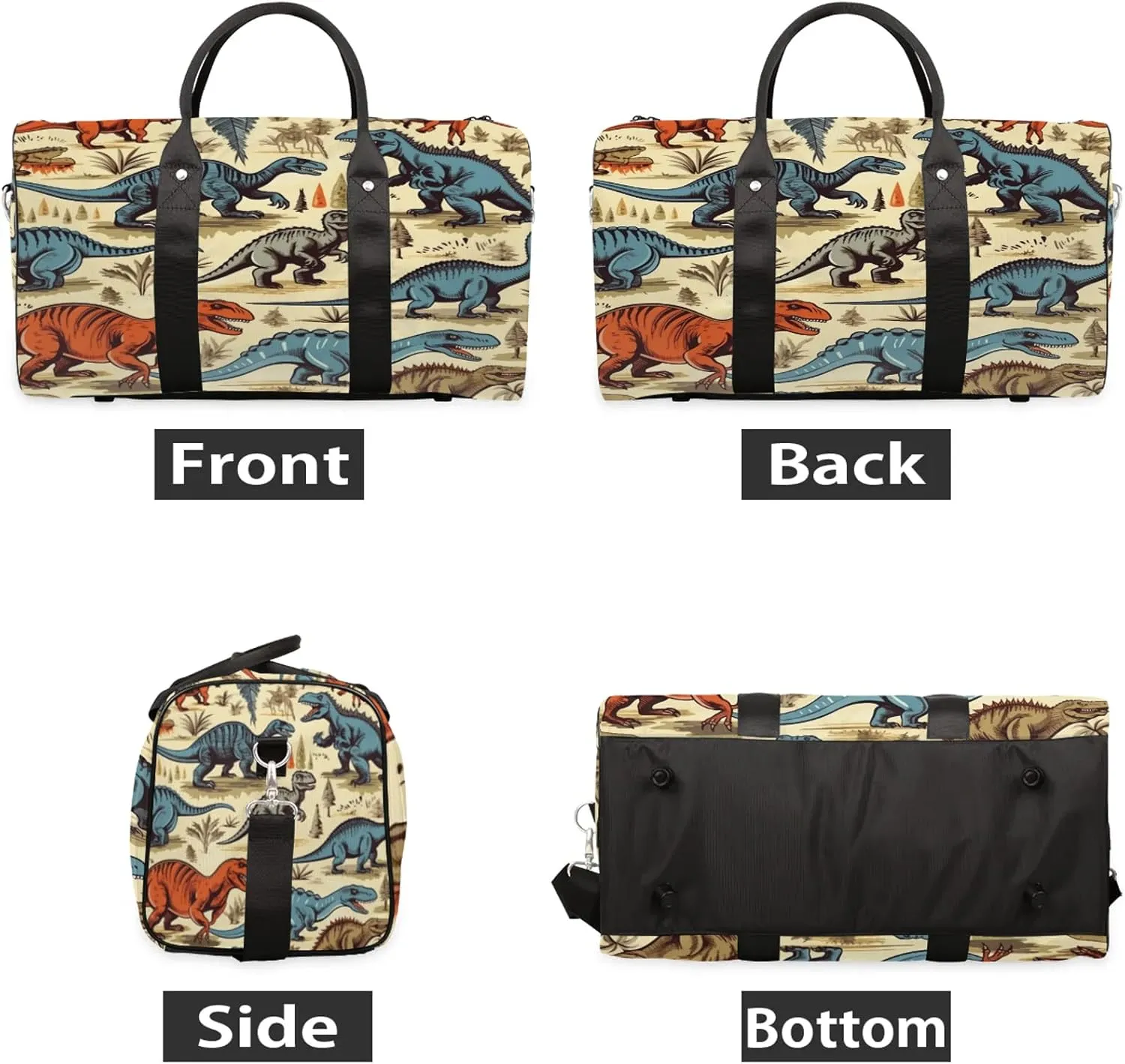 Dinosaur Cartoon Dino Travel Bag for Men Women, Gym Duffle Bags for Travel, Carry On Luggage Bag, Weekender Overnight Workout Bags
