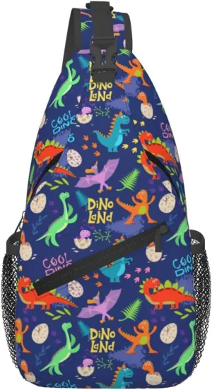 Dinosaur Shell Breaking Chest Sling Bag Crossbody Shoulder Backpack Bag Gym Cycling Daypack Travel Hiking Cross Bag