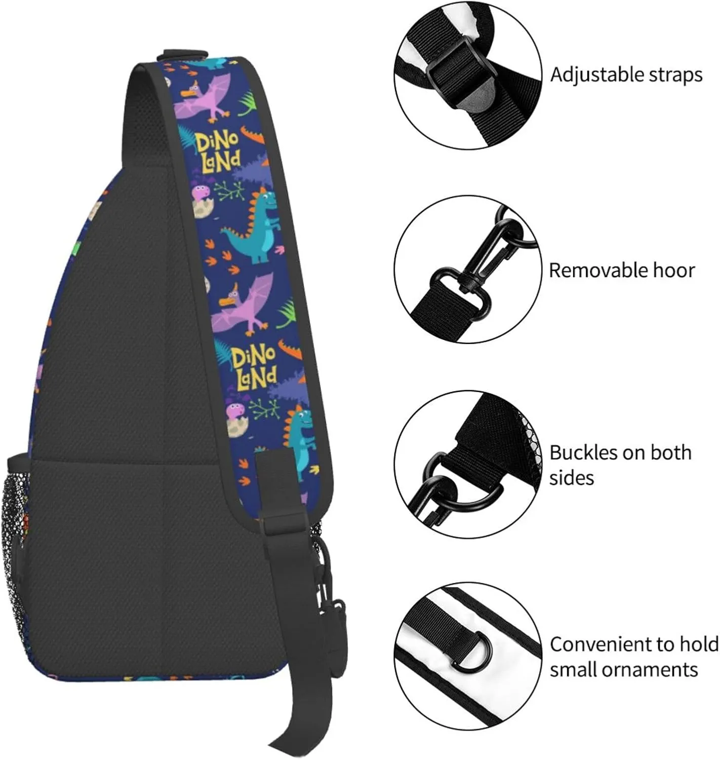 Dinosaur Shell Breaking Chest Sling Bag Crossbody Shoulder Backpack Bag Gym Cycling Daypack Travel Hiking Cross Bag