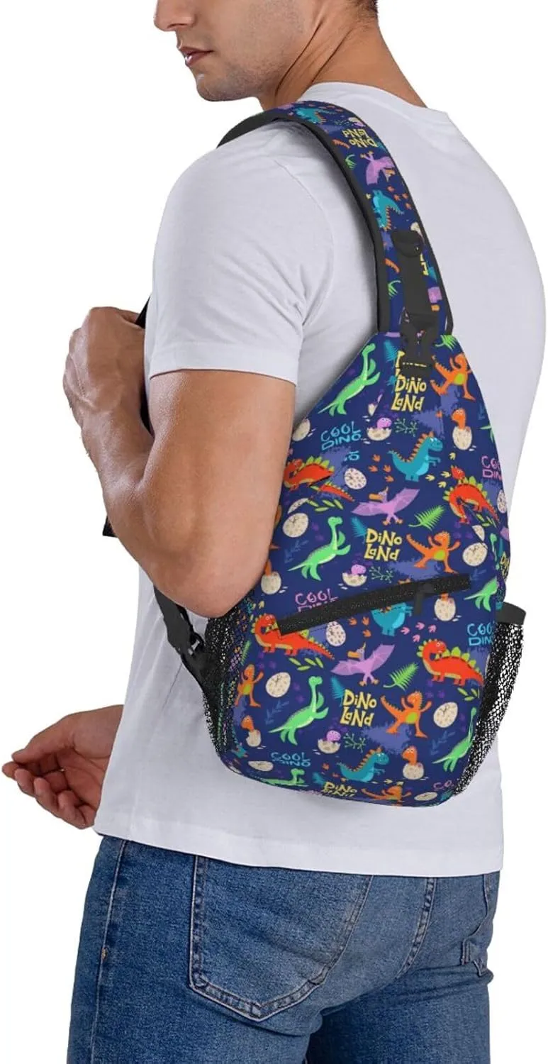 Dinosaur Shell Breaking Chest Sling Bag Crossbody Shoulder Backpack Bag Gym Cycling Daypack Travel Hiking Cross Bag