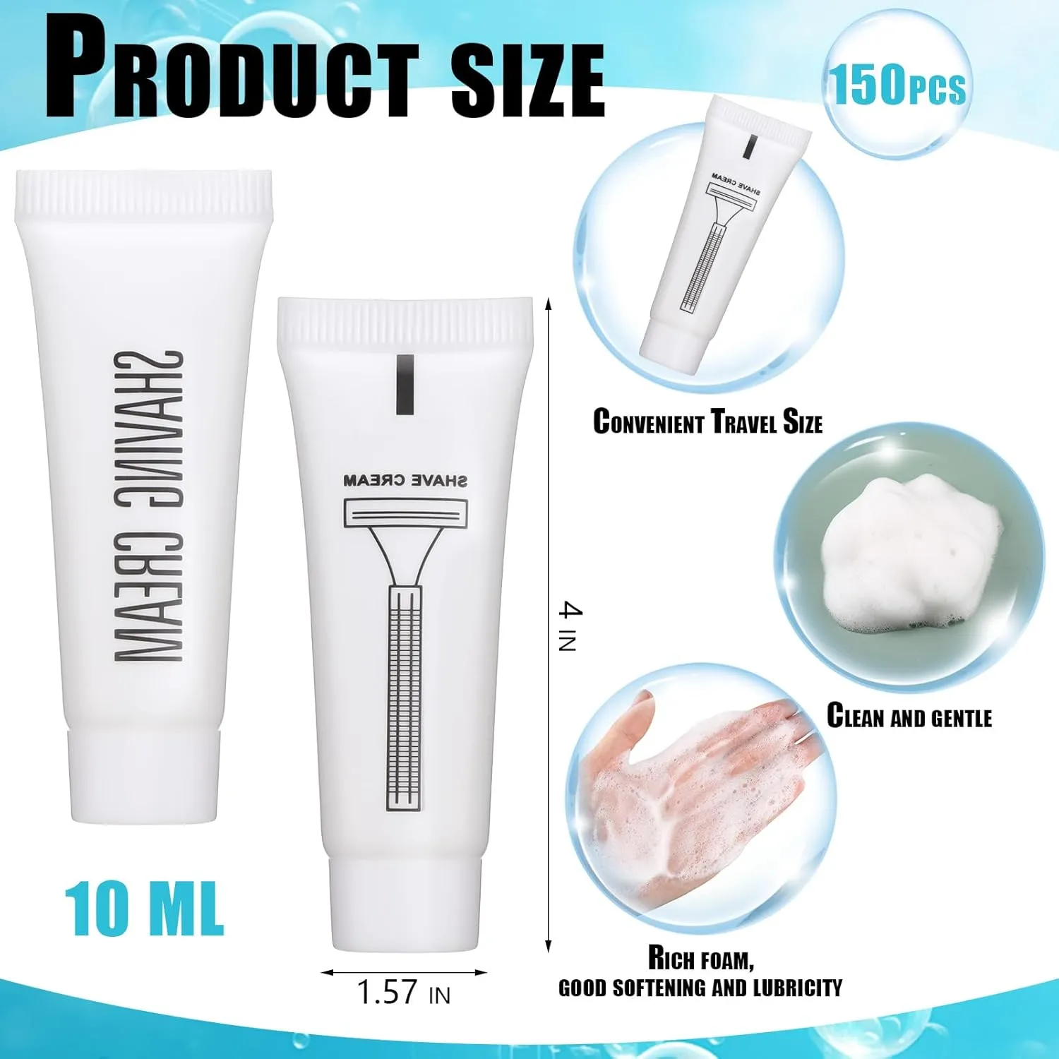 Disposable Shaving Cream Bulk Travel Size 10 Ml/ 0. 35 Fl. oz Shave Cream for Hotel Camping Travel Homeless Toiletries(150 Pcs)