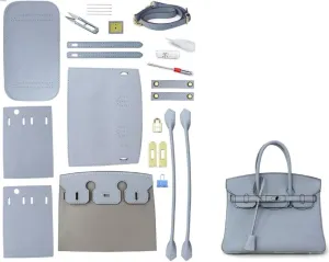 DIY Full-Grain Leather Crossbody Bag Kit, Personalized Designer Handbag for Women, Perfect Holiday Gift, Handmade Shoulder Bag Sewing Kit for Ladies. (Blue)