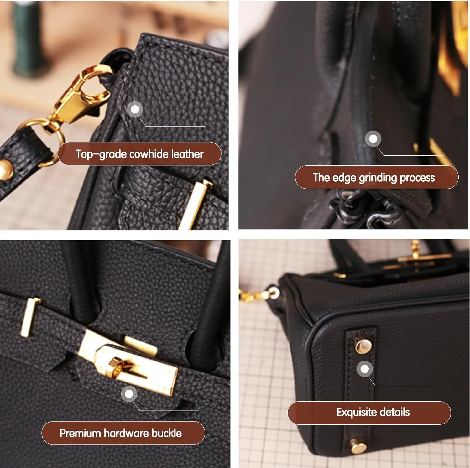DIY Full-Grain Leather Crossbody Bag Kit, Personalized Designer Handbag for Women, Perfect Holiday Gift, Handmade Shoulder Bag Sewing Kit for Ladies. (Blue)