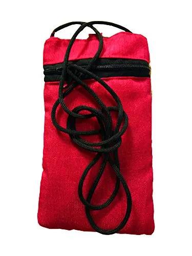 DMS RETAIL Golden Ethnic Embroidered Mobile Pouch for Women with Waist Clip and Belt