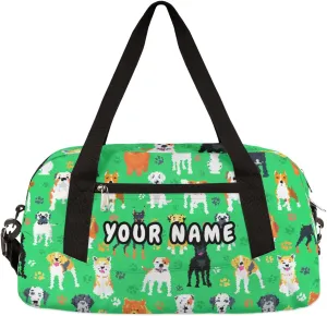 Dog Cute Paw Print Personalized Kids Duffel Bag for Girls Boys, Dog Debris Custom Dance Bag Overnight Small Duffel Bag Carry On Weekend Sports Travel Bag for School Practice Gymnastics Ballet