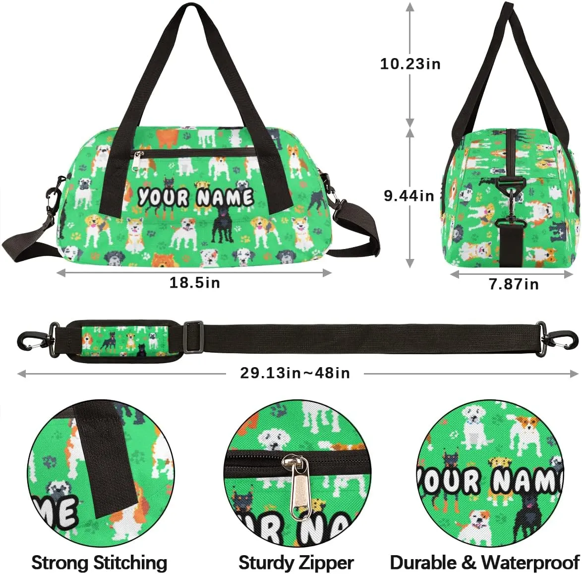 Dog Cute Paw Print Personalized Kids Duffel Bag for Girls Boys, Dog Debris Custom Dance Bag Overnight Small Duffel Bag Carry On Weekend Sports Travel Bag for School Practice Gymnastics Ballet