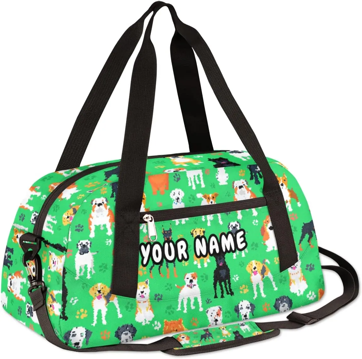 Dog Cute Paw Print Personalized Kids Duffel Bag for Girls Boys, Dog Debris Custom Dance Bag Overnight Small Duffel Bag Carry On Weekend Sports Travel Bag for School Practice Gymnastics Ballet