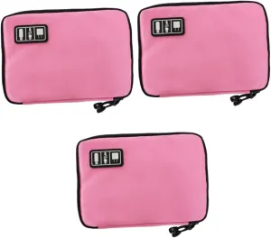 DOITOOL 3pcs 2 Electronics Accessories Cases Cable Bag Usb Gadget Headphone Box Pink Travel Data Line