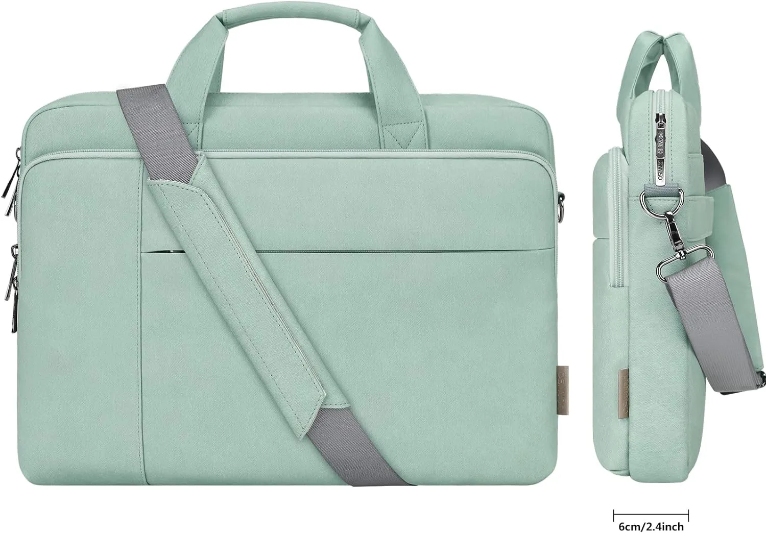 DOMISO 14 inch Laptop Bag Business Briefcase Water-resistant Notebook Messenger Shoulder Bag for 14" MacBook Pro/HP Stream 14 Chromebook 14/Lenovo IdeaPad ThinkPad/ASUS ZenBook,Sage Green