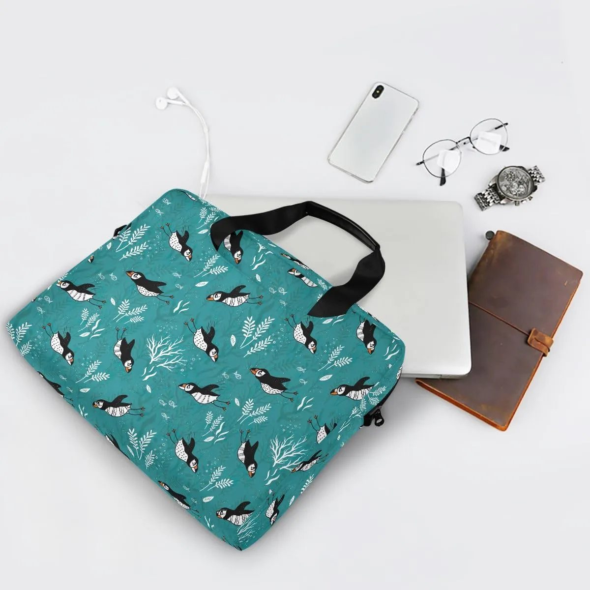 Doodle Flamingo Blue 15.6 Inch Laptop Bag Computer Briefcase Office Travel Business