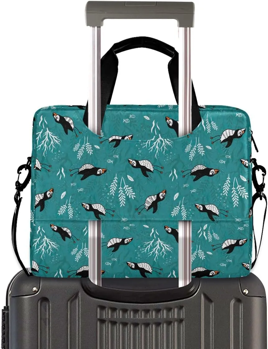 Doodle Flamingo Blue 15.6 Inch Laptop Bag Computer Briefcase Office Travel Business