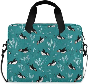 Doodle Flamingo Blue 15.6 Inch Laptop Bag Computer Briefcase Office Travel Business