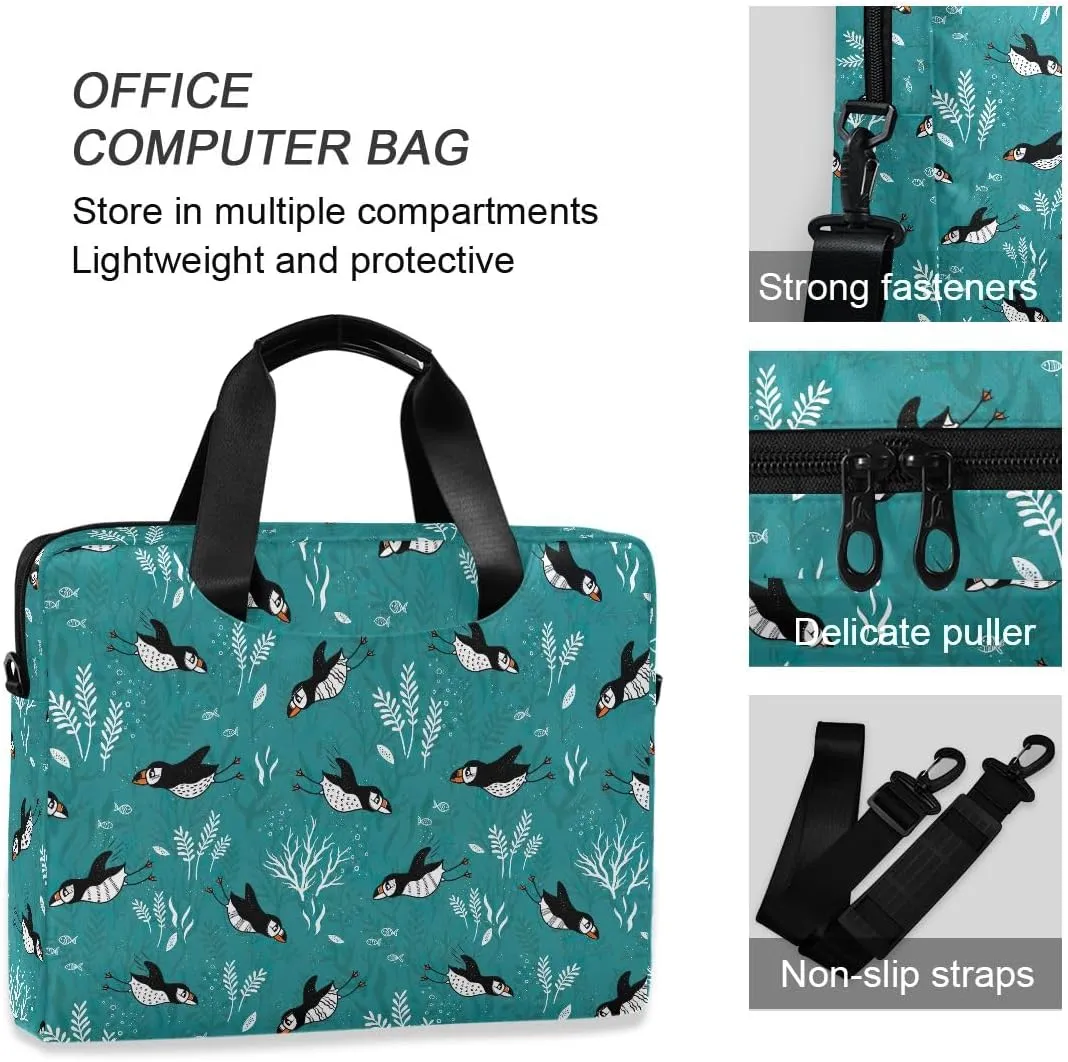 Doodle Flamingo Blue 15.6 Inch Laptop Bag Computer Briefcase Office Travel Business