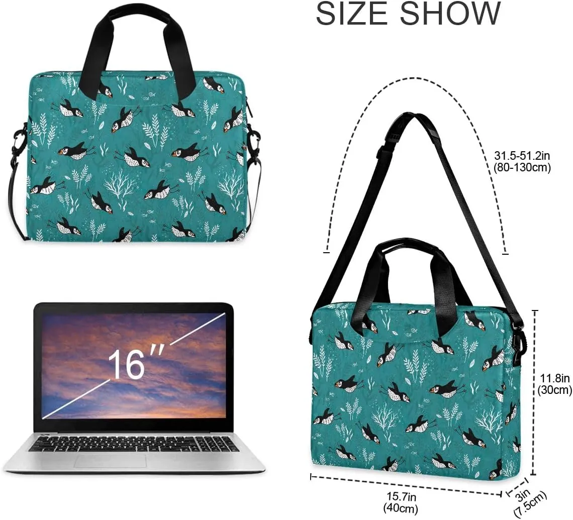 Doodle Flamingo Blue 15.6 Inch Laptop Bag Computer Briefcase Office Travel Business