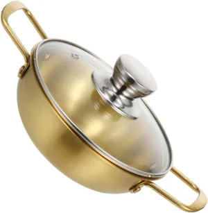 Double Handheld Stainless Steel Cooking Pot with Lid Ramen and Noodle Pot for Induction and Gas Stoves for Camping Picnics and Parties