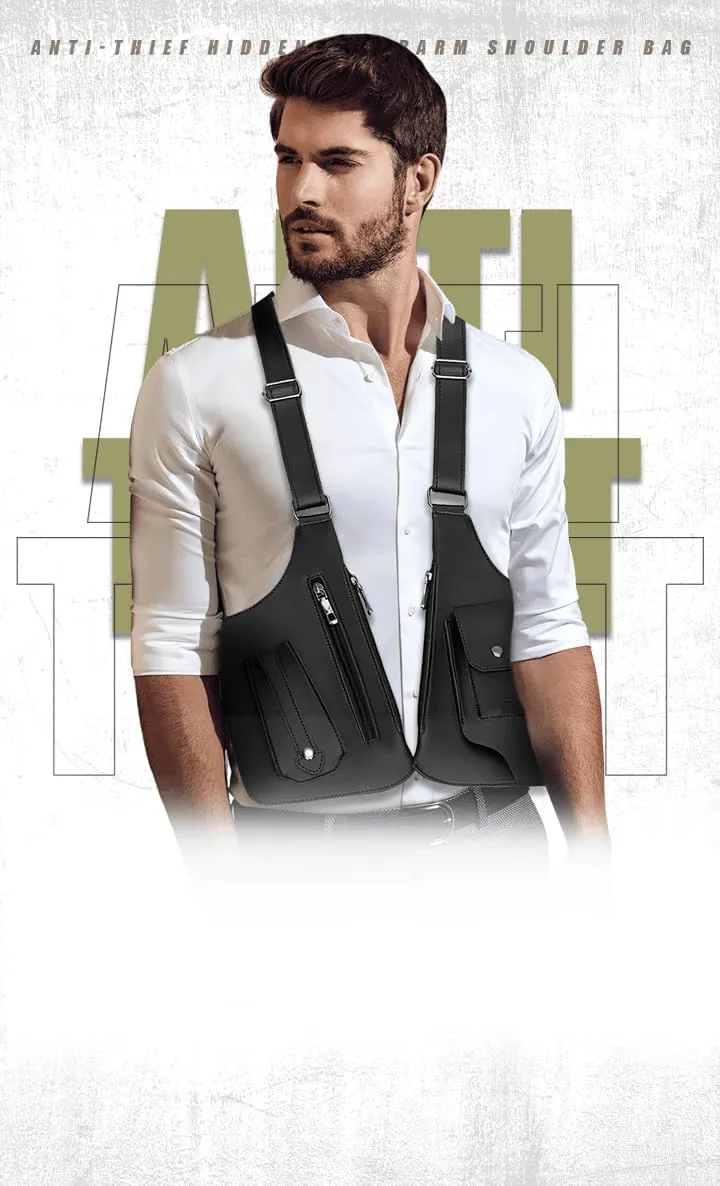 Double Shoulder Strap Multi-Pocket Outdoor Anti-Theft Tactical Bag, Anti-Theft Hidden Underarm Leisure Backpack